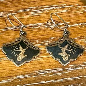 Made in Siam Vintage Sterling Silver Nielloware Earrings.